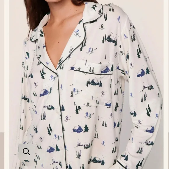 Eberjey White and Blue Pajama Set - Picture 4 of 4